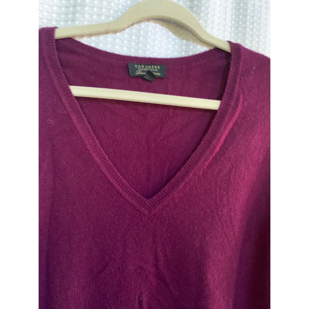 Charter Club Cashmere Sweater Womens 2X Purple V-Neck Long Sleeve Luxury Knit - Picture 2 of 7